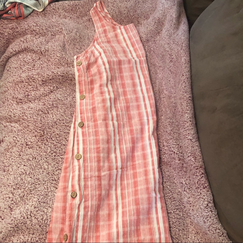 Coral and white knee length dress L